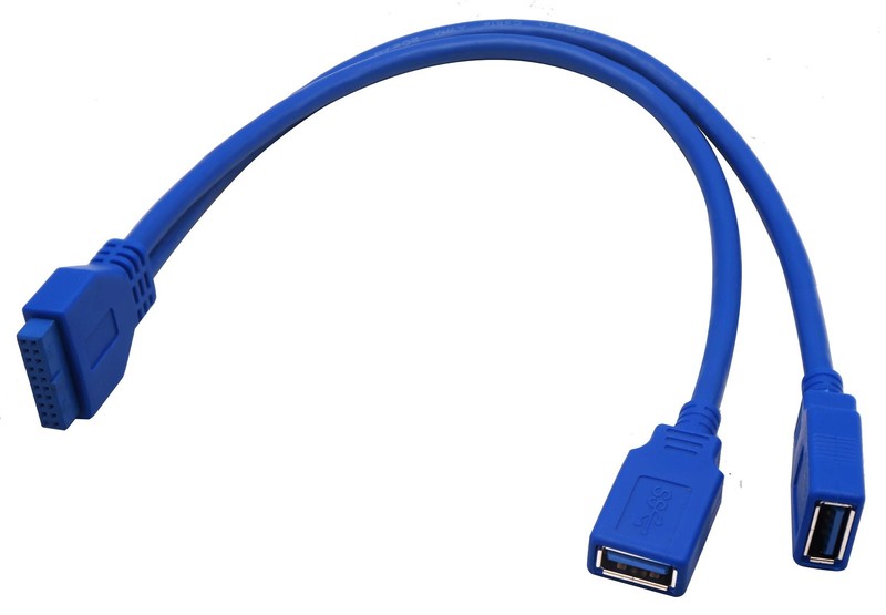 30cm Dual Port USB 3.0 A Female To 20Pin Female Motherboard Y Splitter Cable gallery
