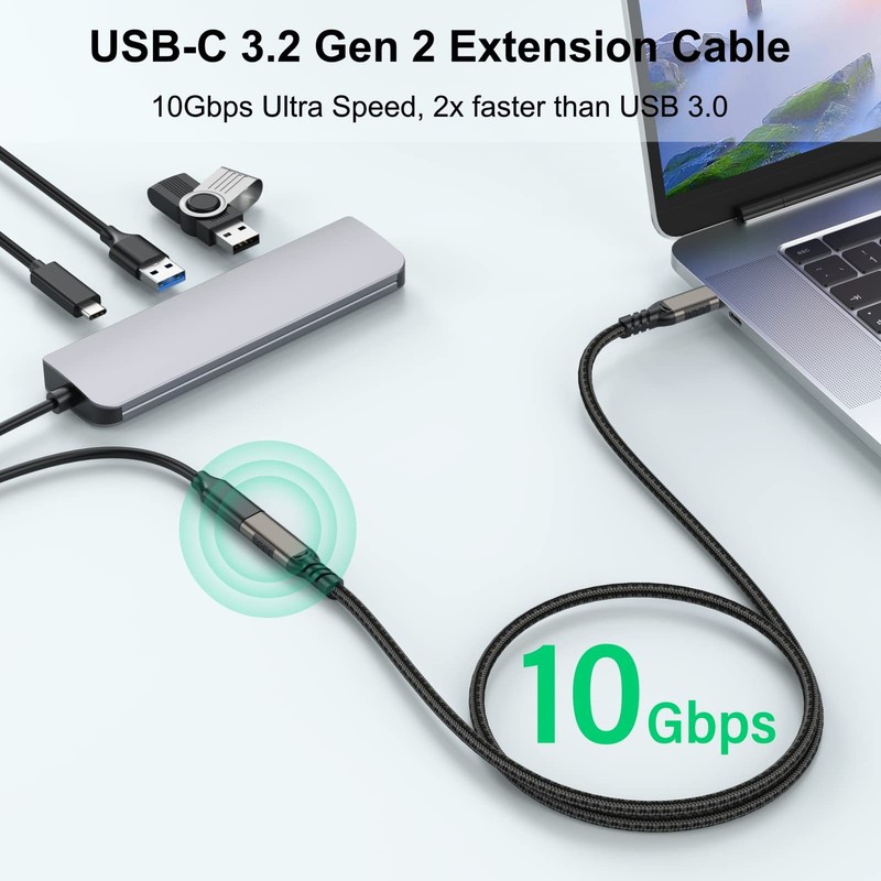 USB C Extension Cable 6.6ft USBC Male to Female Cord Support 4K Video Output,... gallery