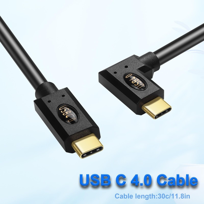30CM 90 Degree USB 4.0 Type C Male to Male Cable 240W Fast Charge 40Gbps gallery