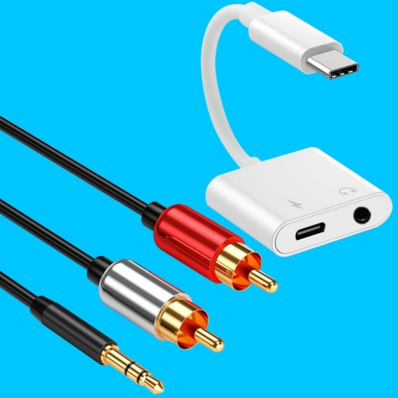 High Quality 2in1 USB C to 3.5mm AUX DAC Adapter RCA Cable for OnePlus 9 Pro USA