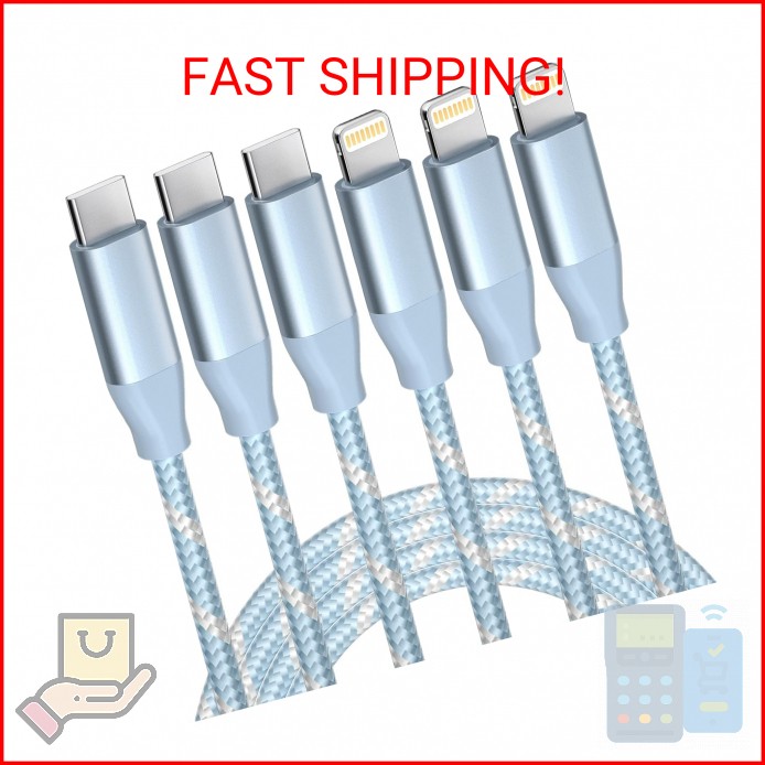 USB C to Lightning Cable 3 Pack 6FT Apple MFi Certified iPhone Fast Charger Fast