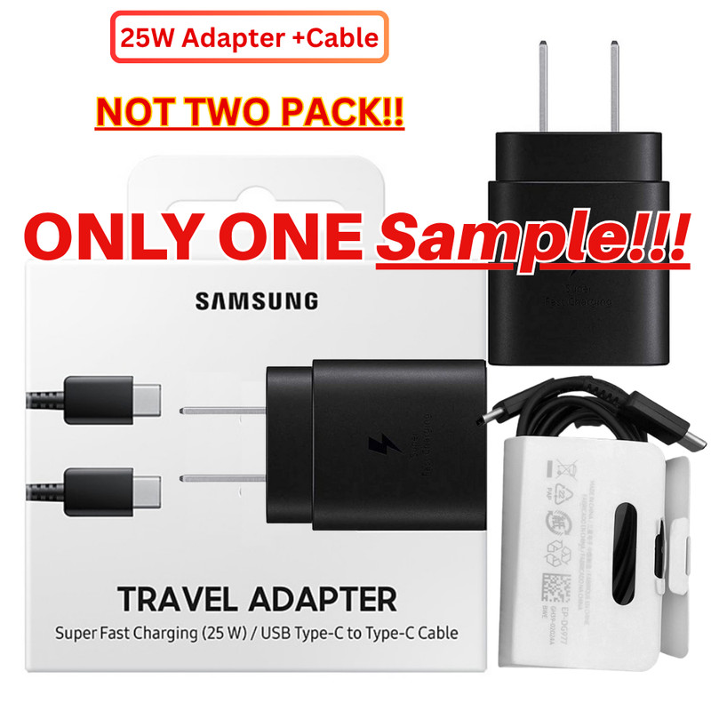 2 Pack 25w USB-C Super Fast Wall Charger+3FT Cable FOR Galaxy S24 S23 S22 Ultra