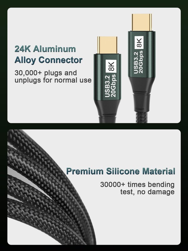 USB C Monitor Cable 10FT-8K@60Hz USB-C Video Cable-100W PD Fast Charging-USB ... gallery