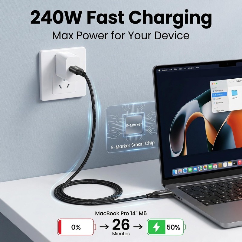 USB 4 Cable(2 Pack,6FT) 8K@60Hz/4K@120Hz USB C Monitor Cable, 40Gbps Braided ... gallery