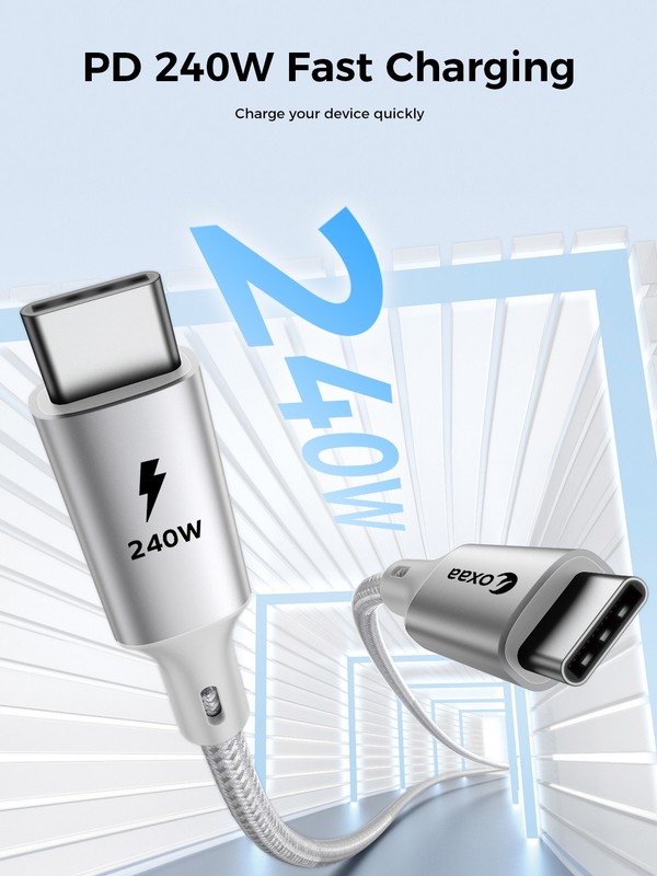 OXAA 2M USB C to USB C Magnetic Cable Bundle (240W) 2 Pack OXCB1401 Silver | New