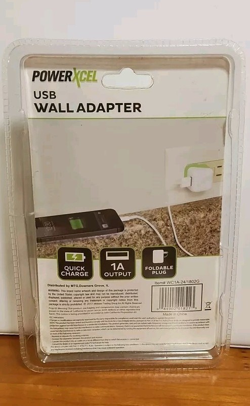 PowerXcel 1 Amp USB Wall Adapter Green/White gallery