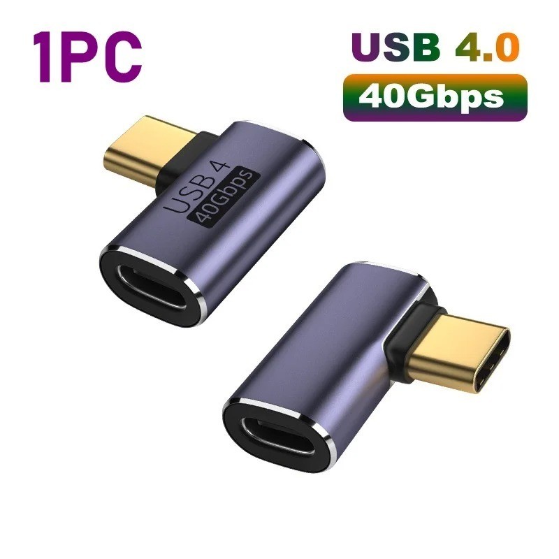 90 Right Angle USB C to USB C Adapter Type C Fast Charging Converter 40Gbps 100W