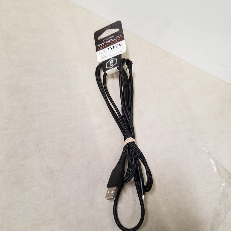CellTronix Titanium Xtra Long Cable USB Type C 8 Feet 080798418416-BLACK
