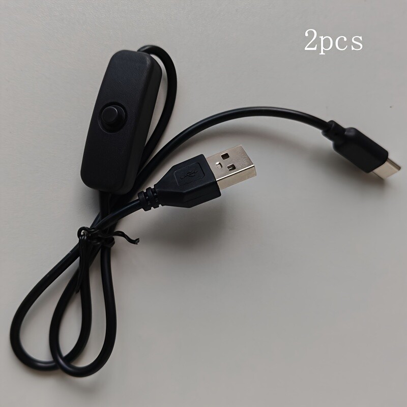 2/5/10-Pack USB Type-C Cable with On/Off Switch, 5V Fast Transfer, Compatible wi