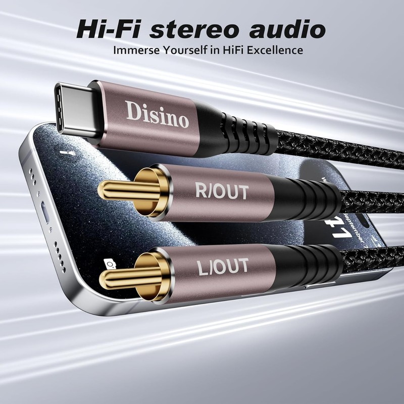 3.3ft USB C to RCA Audio Cable – Plug & Play, Tangle-Free Convenience gallery