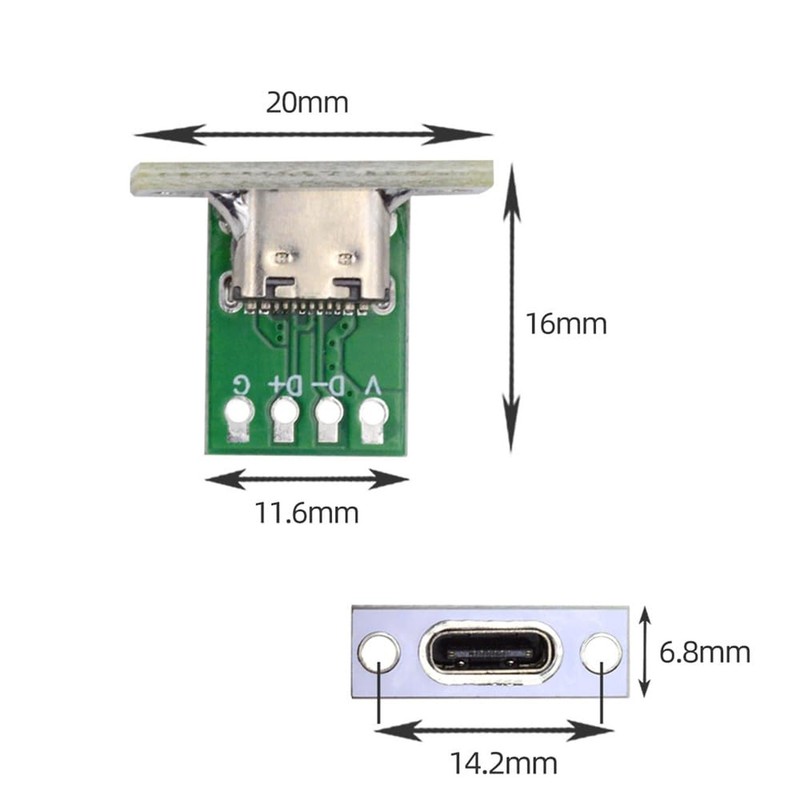 xiwai 5pcs USB Type C Female Socket DIY OEM PC Board 24pin USB 2.0 Pinout Pan... gallery