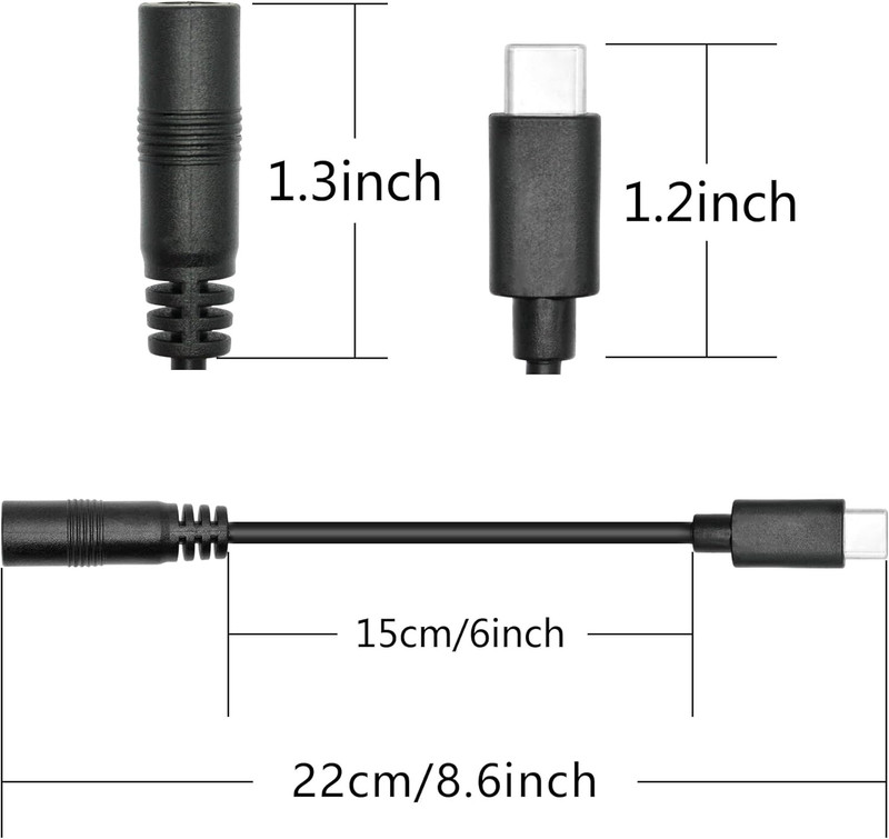 Short DC 3.5Mm X 1.35Mm to USB C Power Cord 6Inch, DC 35135 Female to USB Type C gallery
