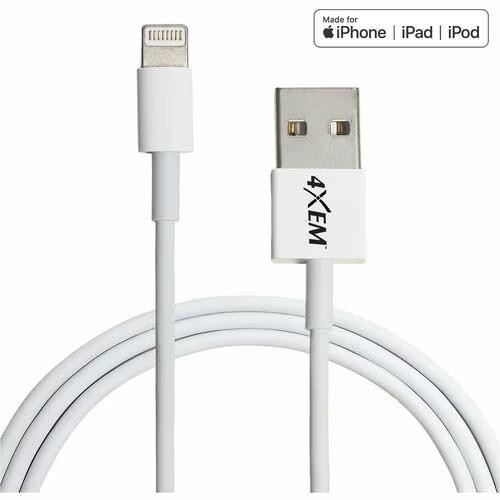 4XEM 4XAPPLKIT6 6ft 5W iPhone iPod Charging Kit USB-A MFi Cert White Cord gallery