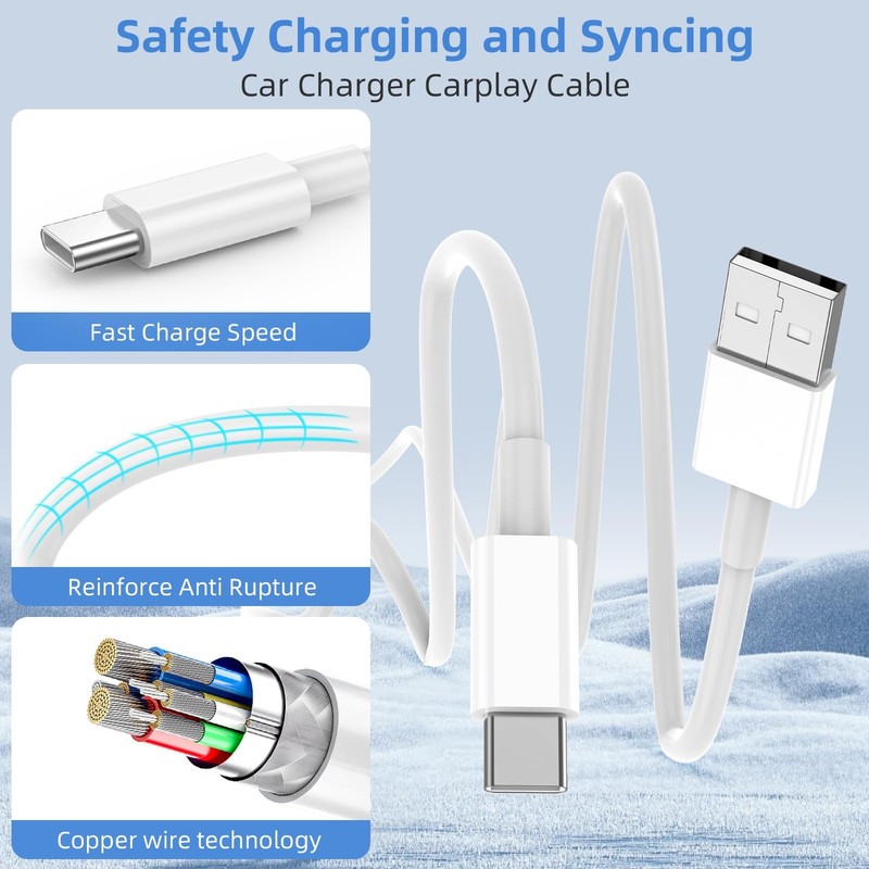 USB to USB C Cable, 2Pack [3FT+6FT] Car Carplay Charging for iPhone 17 Charge... gallery