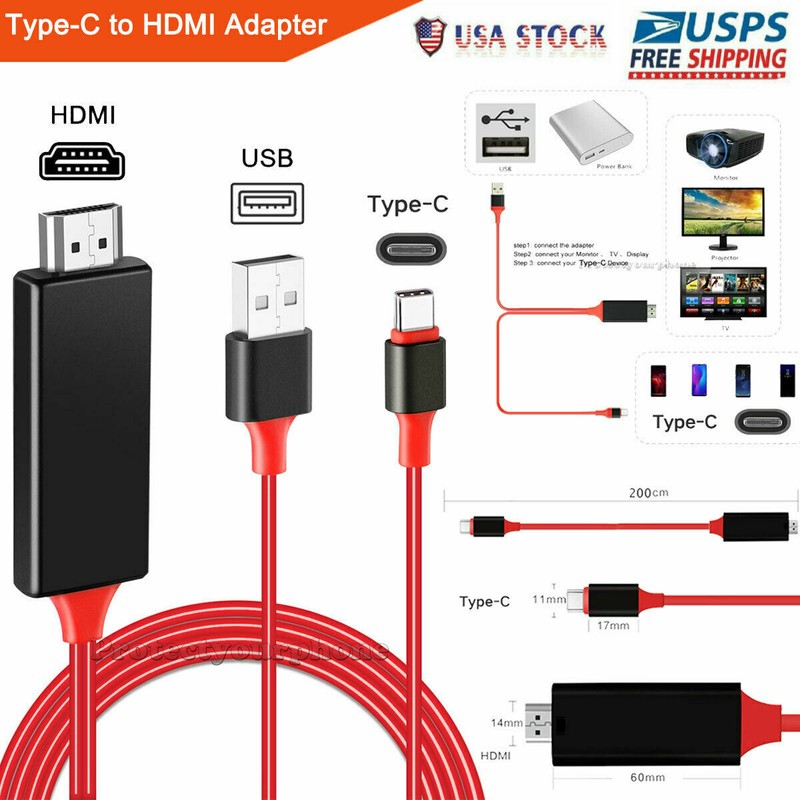 MHL USB-C Type C to HDMI USB A HD TV Cable Adapter For Android Phones Samsung LG gallery