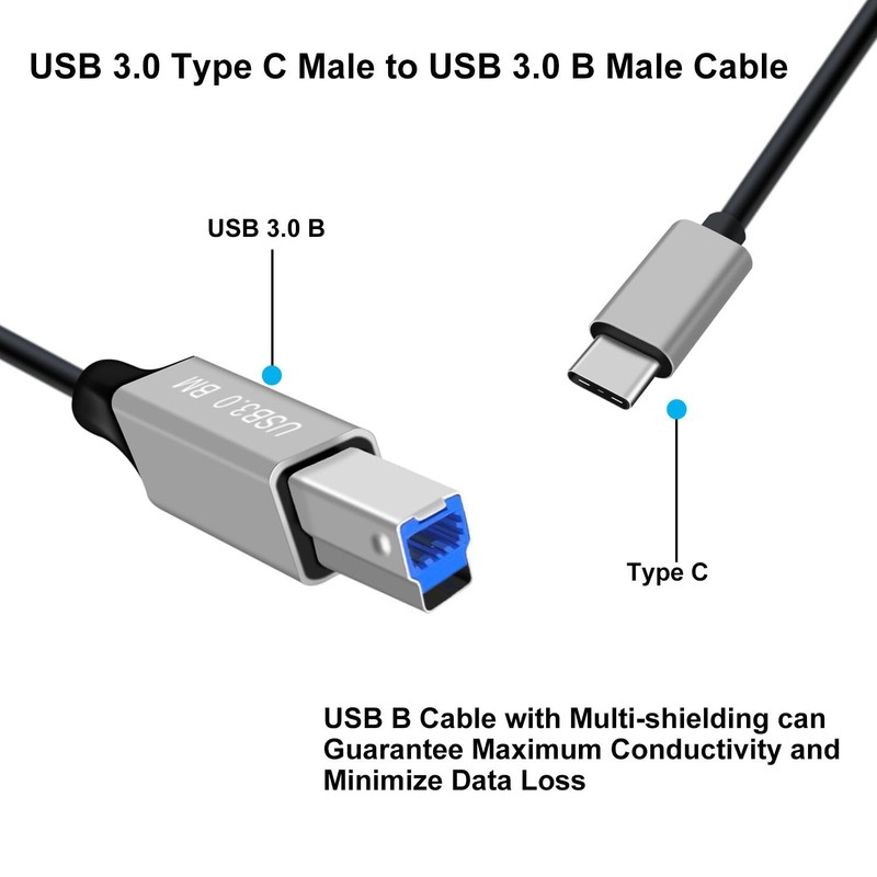 Coiled USB to B Printer Cable Coiled USB 3.0 Printer Cable Super Speed 5Gbps,... gallery