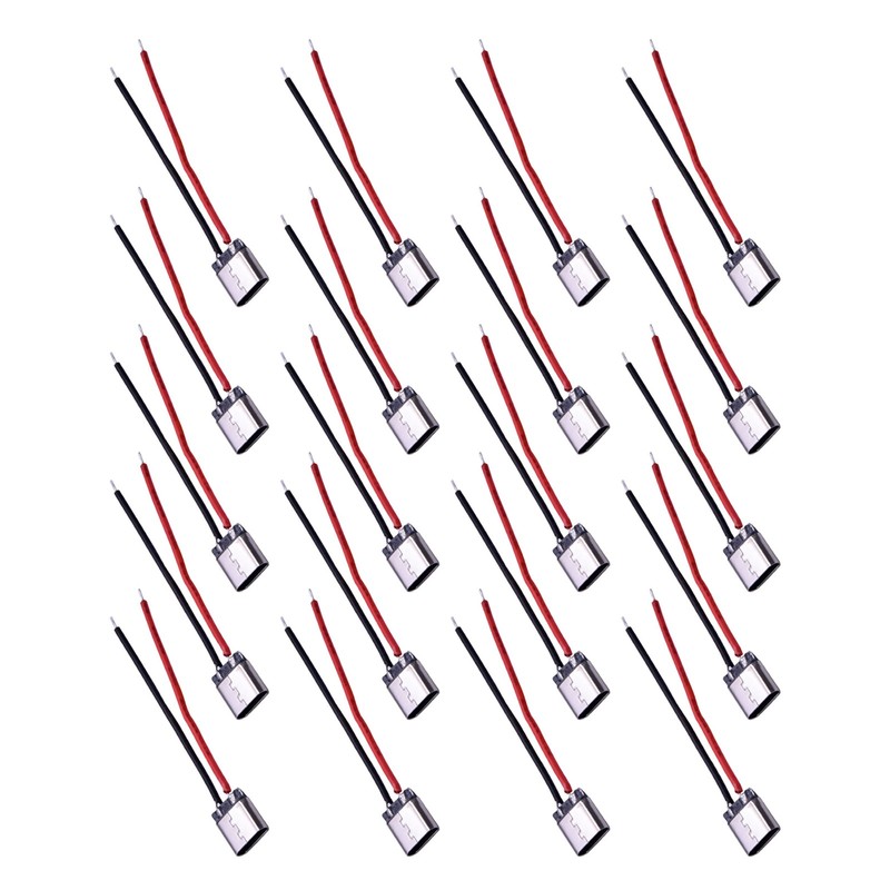20x Type-C 2-Pin Welding Wire Female Connector Cable Female Socket 5V 3A