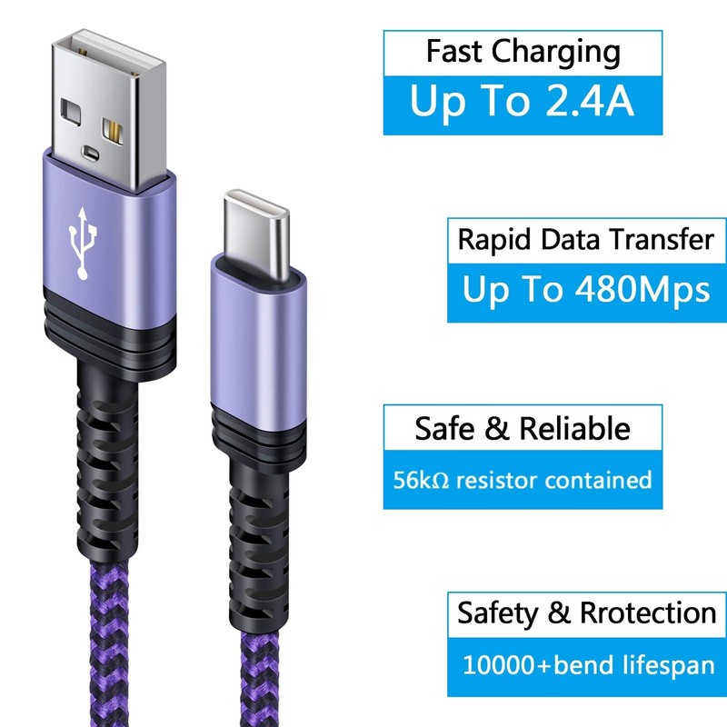 4Pack/6FT Phone Charger Type C Android Fast Charging Cord for Samsung Galaxy ... gallery