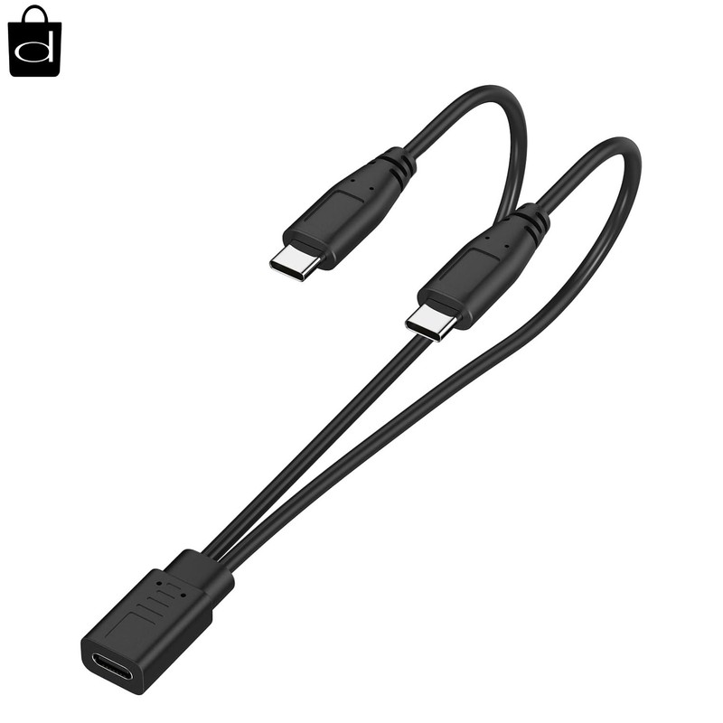 2-in-1 USB C Splitter Charge Cable, USB-C Female to 2 Type-C Male 1 in 2 Out Cha