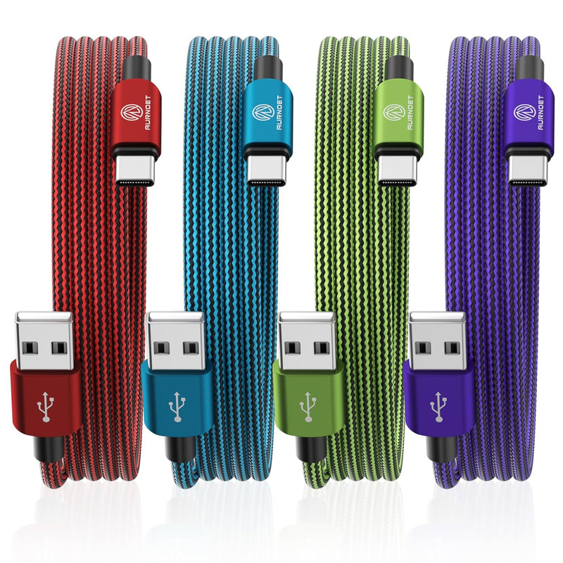 Type C Charger 10FT 4-Pack Type C Charger Fast Charging Nylon Braided USB C Cabl