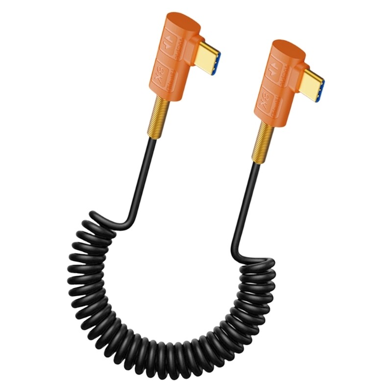 USB Type C Spring Coiled Cable Wire Double Male End Connectors Wire 240w Power gallery