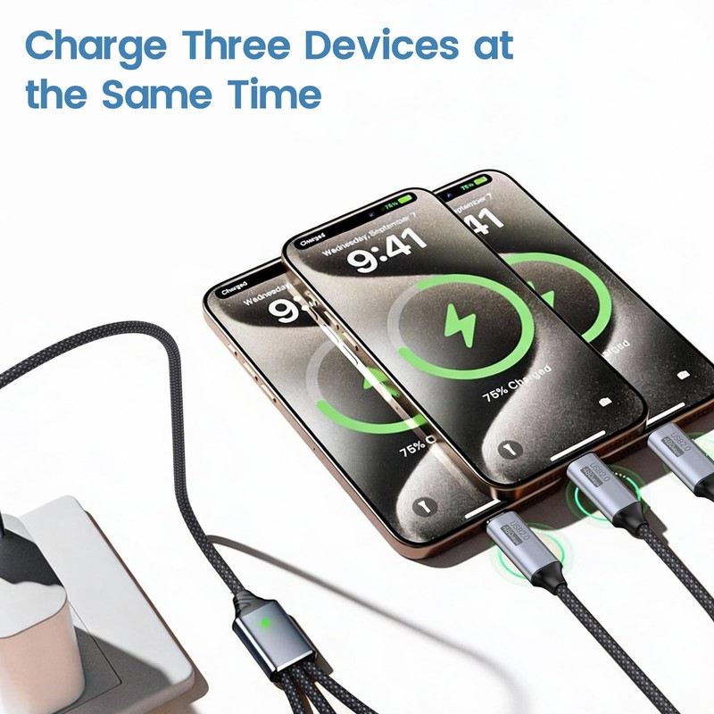 USB C Splitter 1 in 3 Out Cable - 10-Inch Short USB-C Female to 3 Type-C Male... gallery
