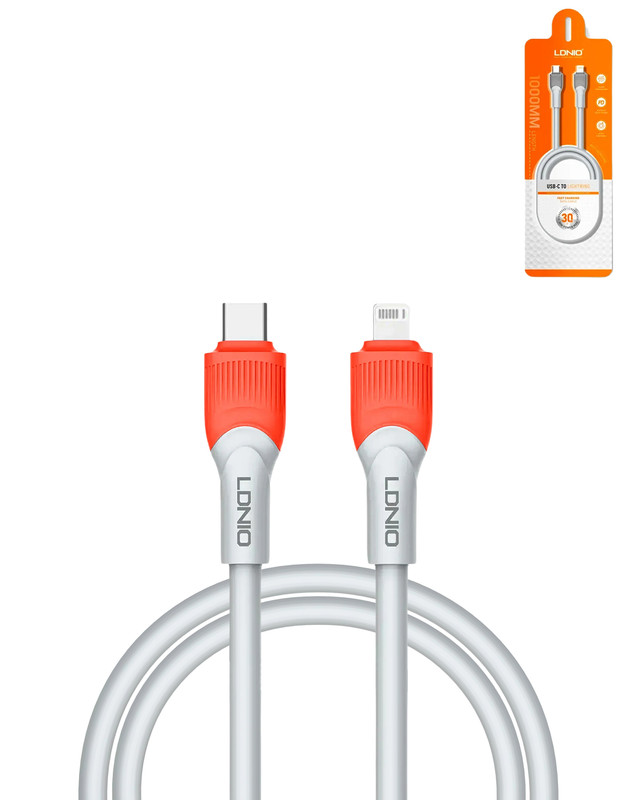 LDNIO LC601 USB C-L Non-MFI Charging Cable (ORANGE) (6ft) (30W)