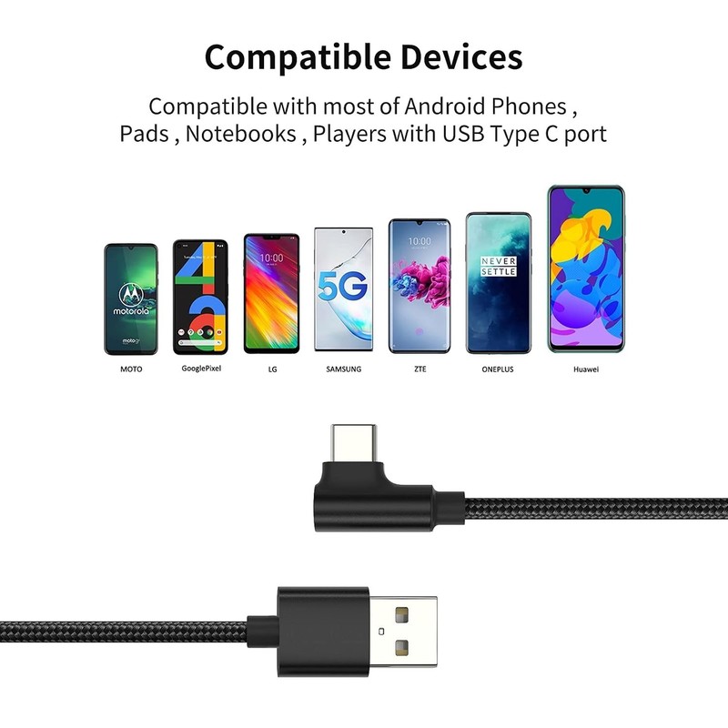 1Ft Right Angle USB C Cable Fast Charging, 3 Pack 90 Degree USB a to USB Type C gallery
