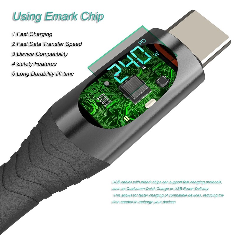 240W/5A 2Pack 4Feet & 6.6 Feet Braided USB C to C Cable Super Fast Charge Typ... gallery