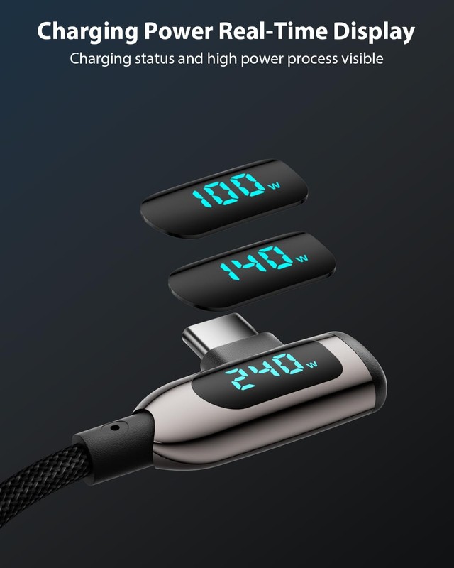 240W Right Angle USB C to USB C Cable [4ft/2Pack],Nylon Braided Type C Fast C... gallery
