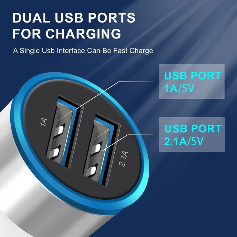 For iPhone Samsung S25 S24 S23 S22 Plus 18W Dual USB Ports Car Charger Adapter gallery