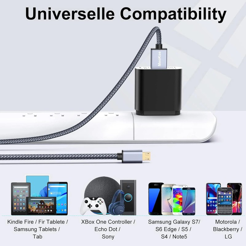 Meokse Micro USB Cable 20FT/6M,Long Android Charger Cable,Nylon Braided Durable gallery