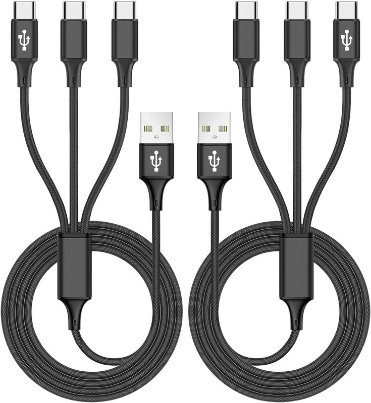 Multi USB Cable 6.6FT, 2Pack, Charge 3 Phones Simultaneously, 3 in 1 USB-Char...