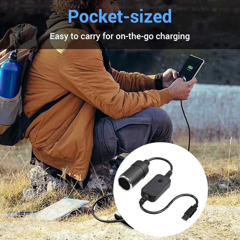 USB C Male to 12V Adapter, USB to Car Cigarette Lighter Socket Type-C to Cigaret gallery
