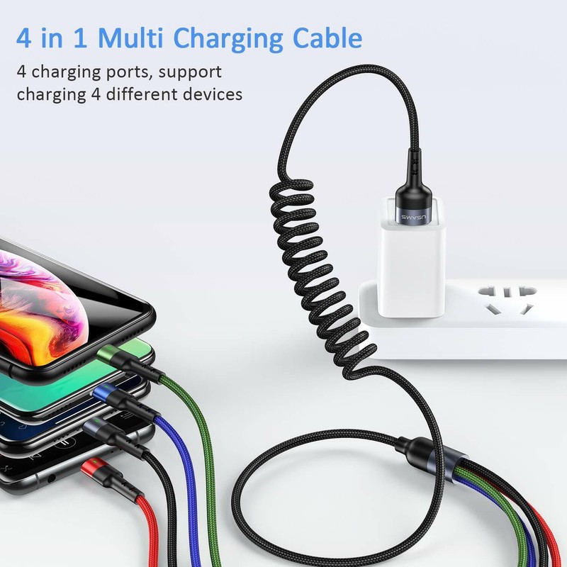 2Pack Fast USB Charging Cable Universal 4 in 1 Braided Type-C + iPhone + Micro gallery