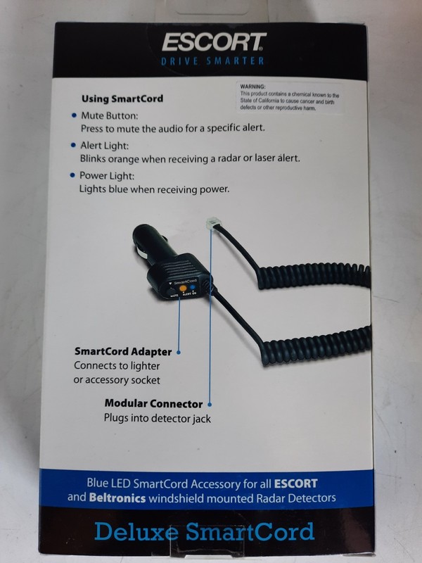 Escort SmartCord Power Adapter/ Car Charger Cord w/Mute-NEW gallery