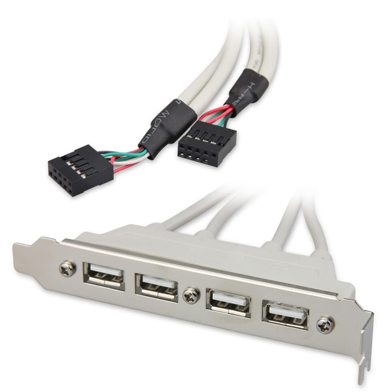 4 Ports USB 2.0 Female to Motherboard 9pin 10Pin Header Cable with Bracket PCI- gallery