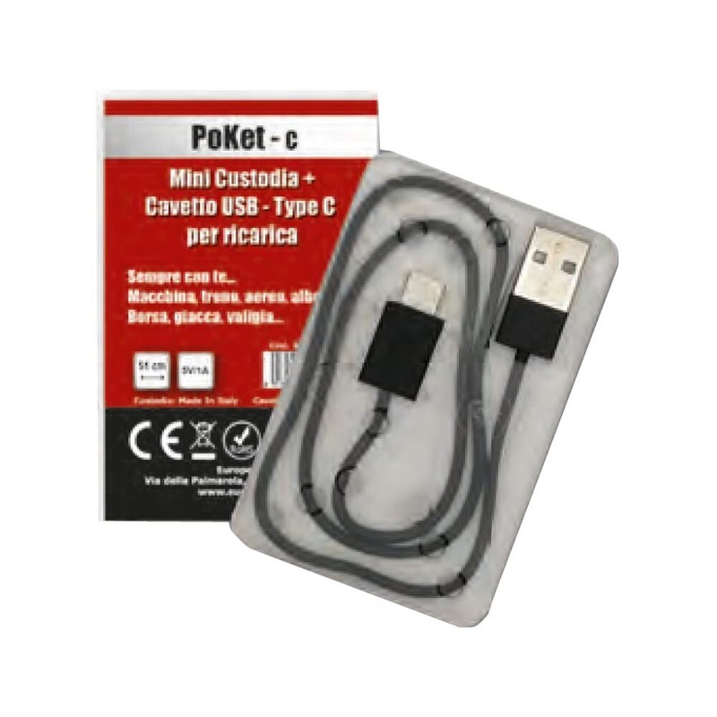 BRAVO POKET C Clear Case with USB Type C Charging Cable, 51cm