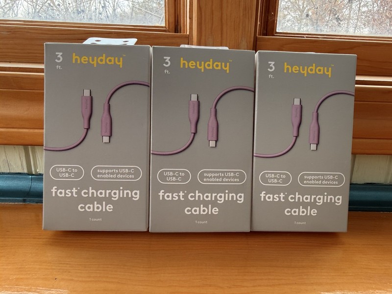 NEW 3pk of 3 ft USB-C to USB-C FAST CHARGING soft-touch Cable – heyday Lavender