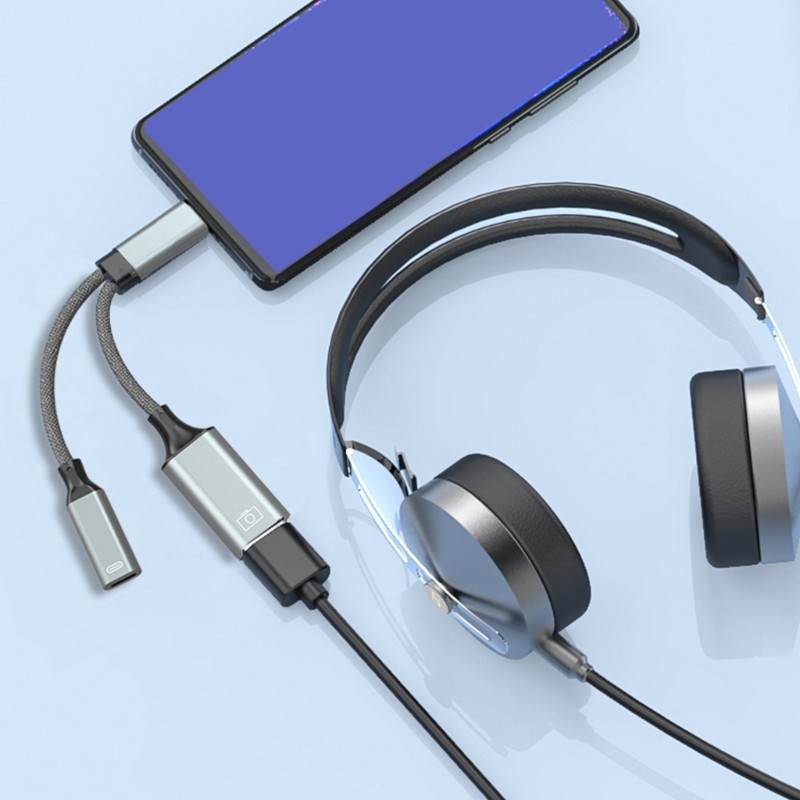 Durability Braide USB C Adapter Double Charging &Audios Port Braide OTG Connecto gallery