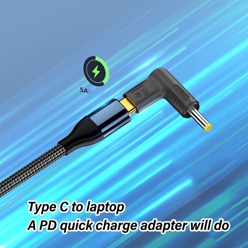 Type C Female to 4.0×1.35mm DC Adapter Professional Efficient 100W PD USB C
