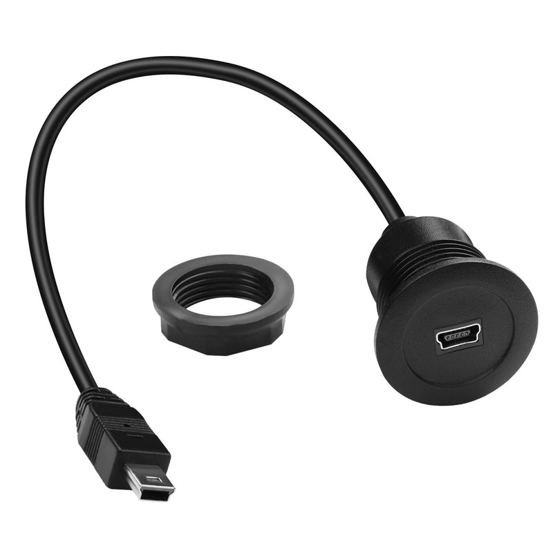 11.8 Inch 30cm Mini USB Male To Female Flush Mount Charging Cable 480Mbps 2A