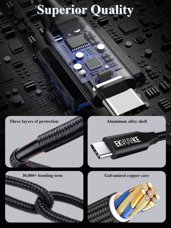 USB C Extension Cable [20Gbps/240W/4K@60Hz] 6.6FT, 3.2 6.6 Feet, Black gallery