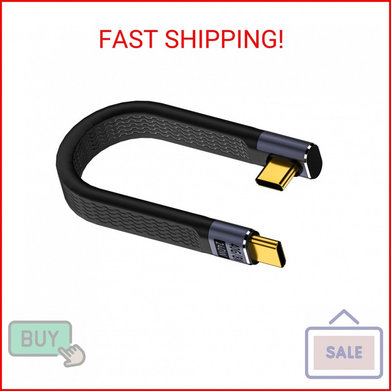 QIANRENON 40Gbps USB4.0 C Male to 90° Angle C Male Data Short Cable 240W USB Typ