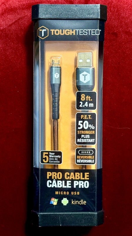 TOUGH TESTED Pro Cable Micro USB fr USB-A 8ft TT-PC8-MC2 Strong P.E.T. Covering