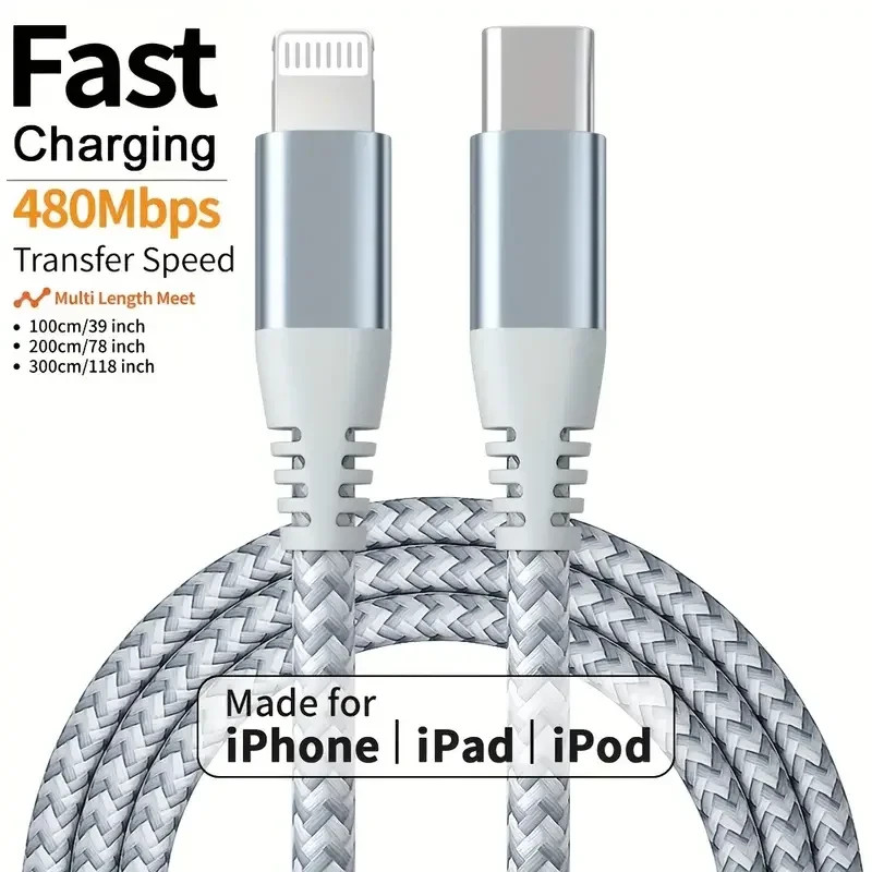 USB-C MFi Certified Fast Charging Cable, Durable Nylon Braided High Speed iphone gallery