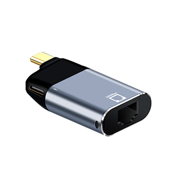 USB Type C Male to RJ45 Female Adapter 1000Mbps 65W PD Charge AndroidMacWin PnP