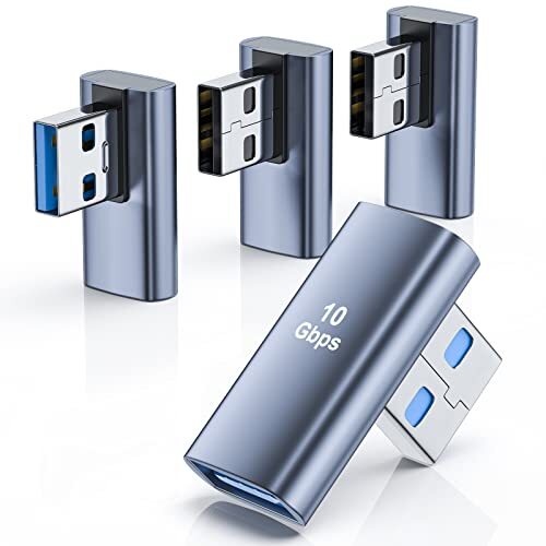 4 Pack USB 3.1 90 Degree Adapter【2*Left Angle】&【2*Right Angle】 USB A Male to …
