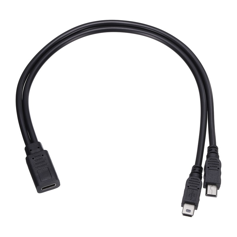 Type C Female to Mini USB Male 2 in 1 Splitter 11.8″