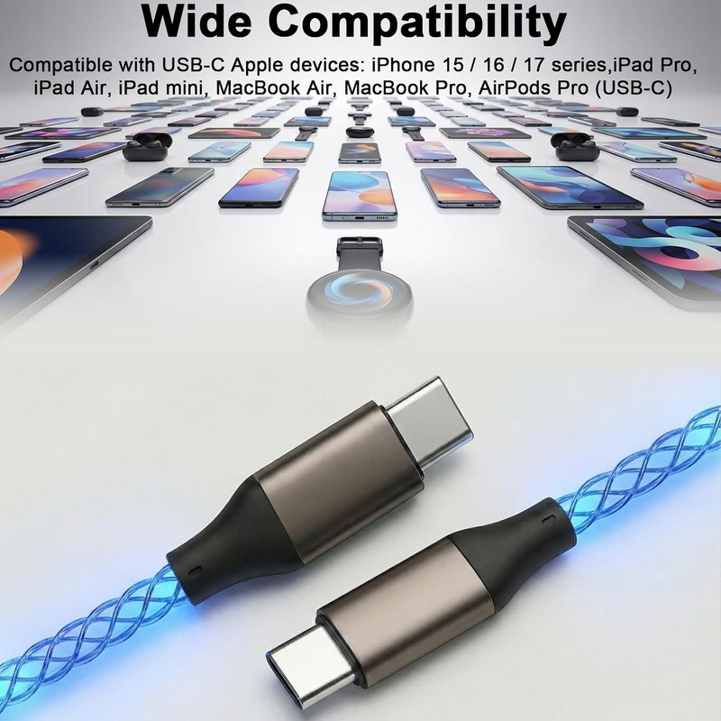 60W Blue Glowing USB C to C 3FT gallery